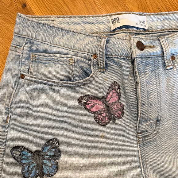 Vintage RSQ Light Blue Distressed Butterfly Boyfriend Jeans - Picture 6 of 7